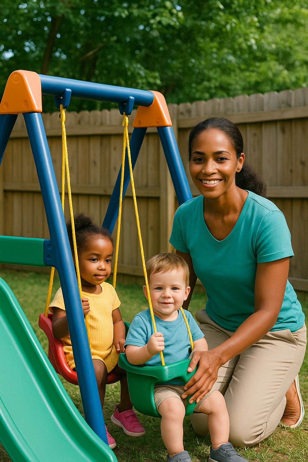 Toddlers playing with blocks in a cozy home daycare